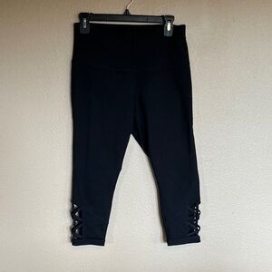 Zella Black Cropped Leggings with Crisscross Detail
